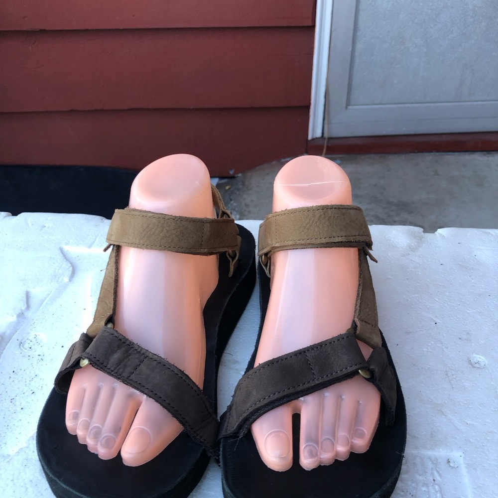 Teva Midform Universal Leather Tan Desert Sand Gray Sandals 1102435 Size 8 - Picture 4 of 16